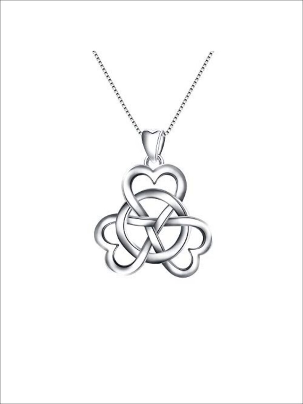 925 Sterling Silver Lucky Infinity Celtic Knot Heart Pendant Necklace